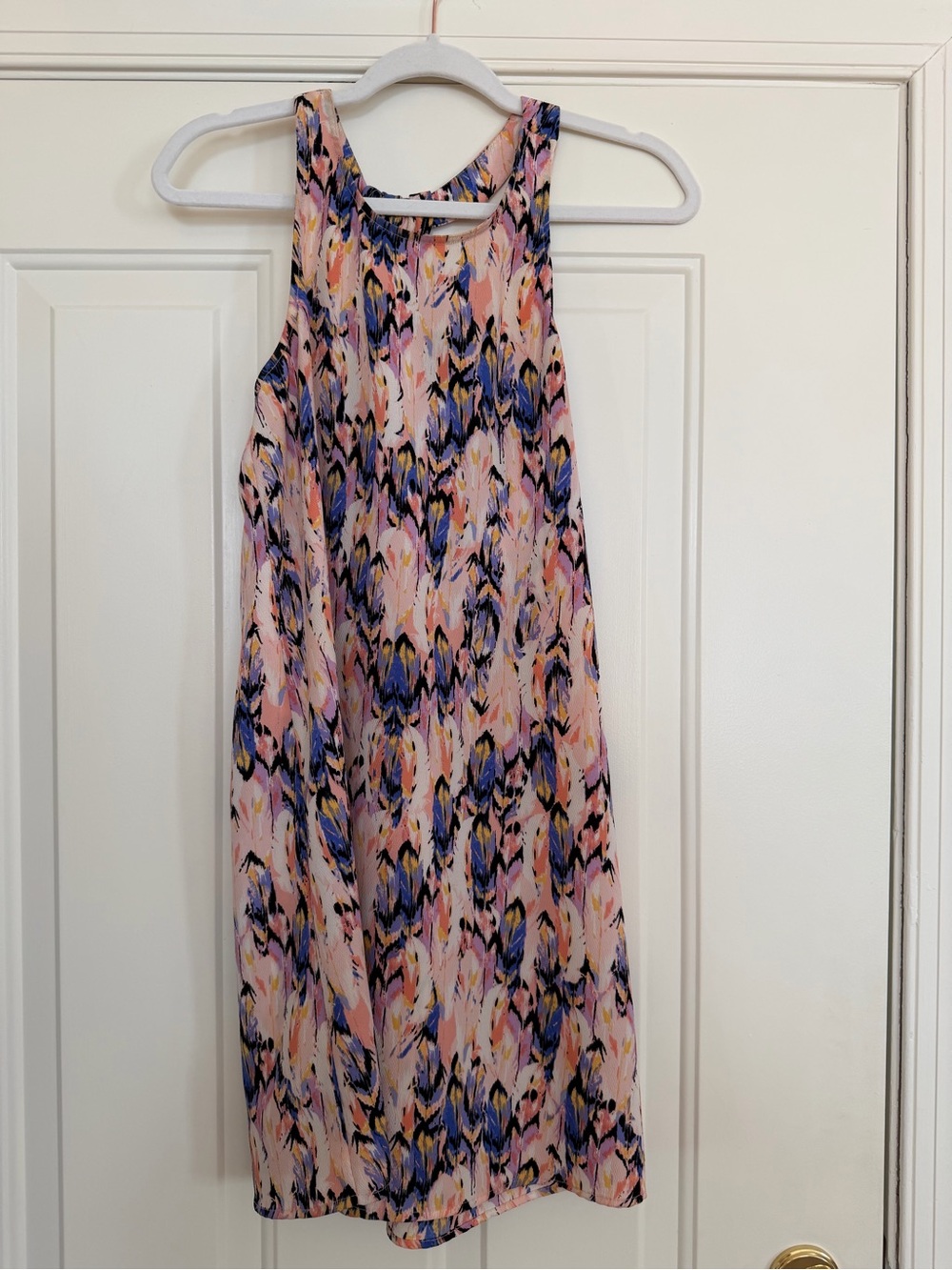 Charles Henry Pink Multicolor Printed Racerback Mini Dress